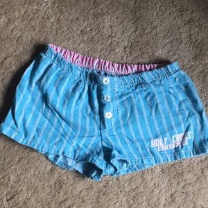 Blue pin stripe Holy Cross Crusaders sleep short